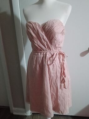Express Strapless Blush Pink Tie-Waist Midi Dress